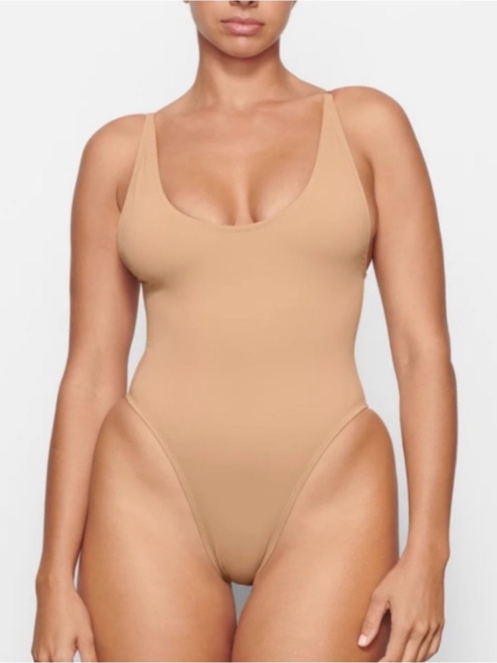 SKIMS Scoop-Neck One-Piece Swimsuit in Nude Tan